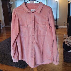 💙 2/$20 Women’s American Eagle Corduroy Pink Button Down Shirt Medium